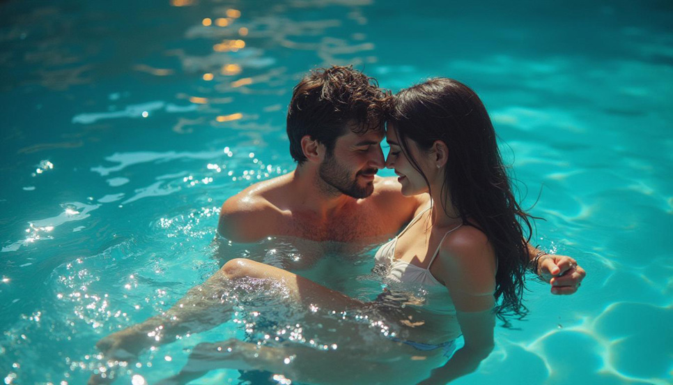 Coppia che vive un momento erotico all’aperto in sicurezza