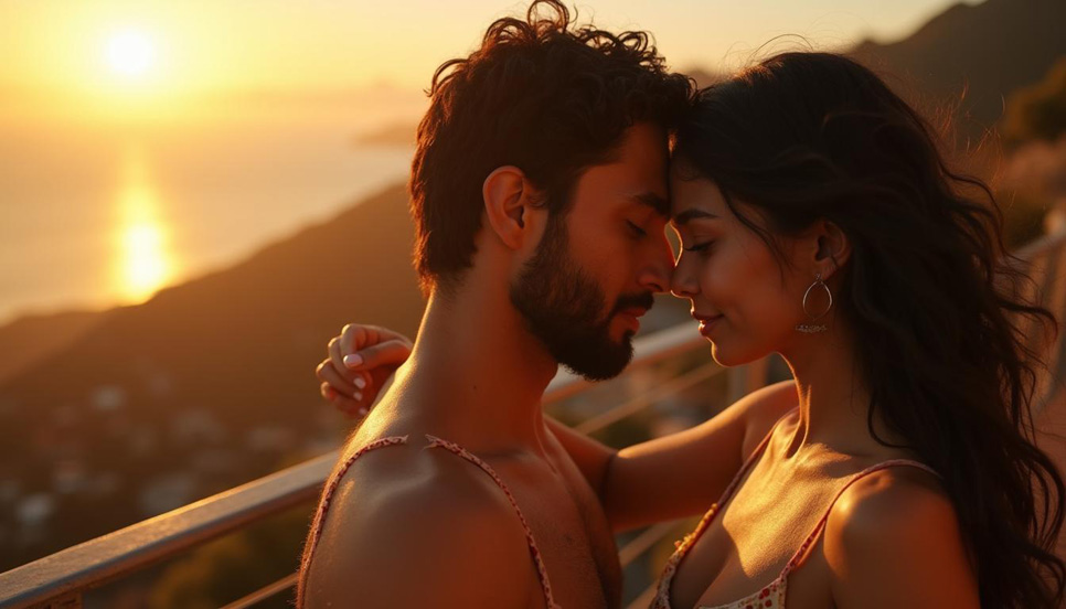 Coppia che si abbraccia con intimità, simbolo di connessione ed erotismo lento