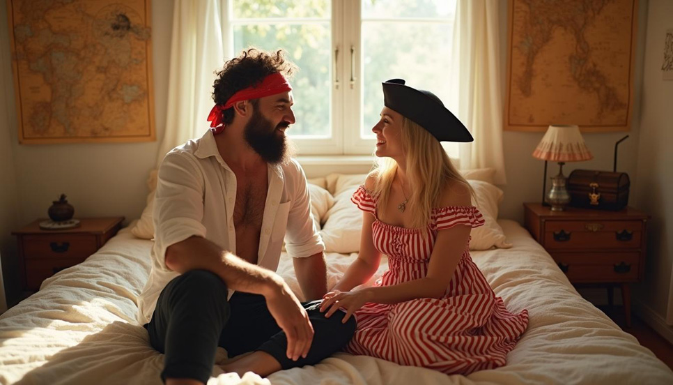 Coppia che si diverte giocando a impersonare ruoli erotici