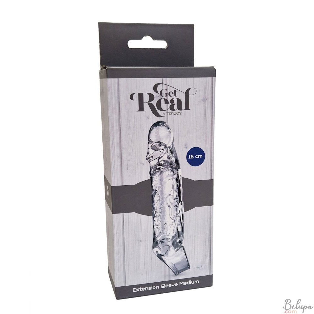 Fundas para el pene Extensor de pene con accesorio para los testículos.  Realista. 16 x 3 cm. Transparente.